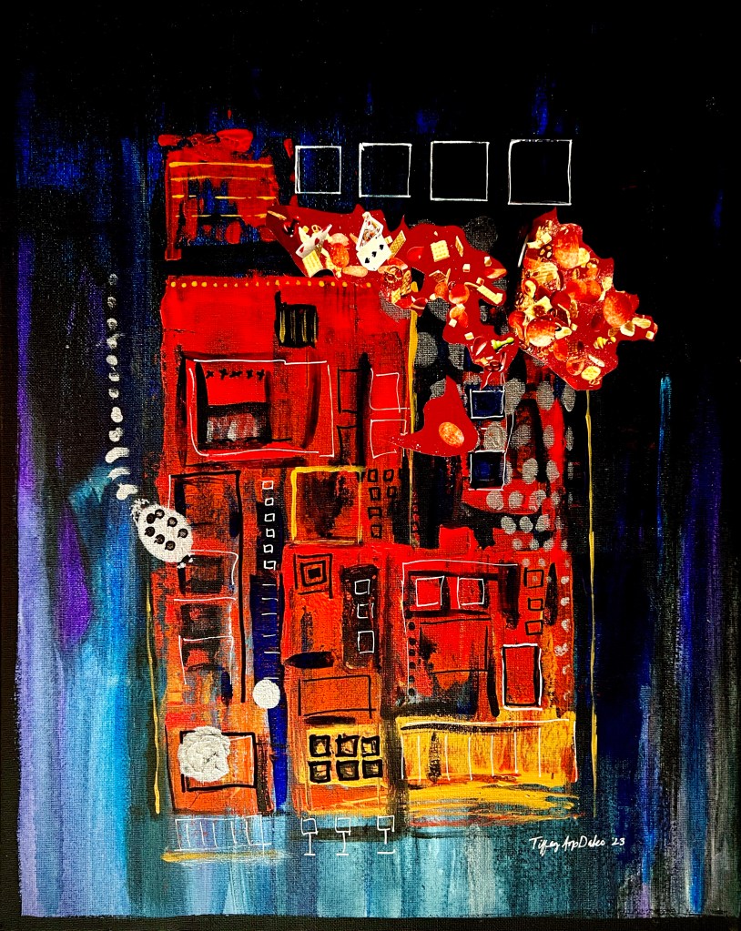 16" x 20" Mixed media collage on canvas, by Tiffany Arp Daleo