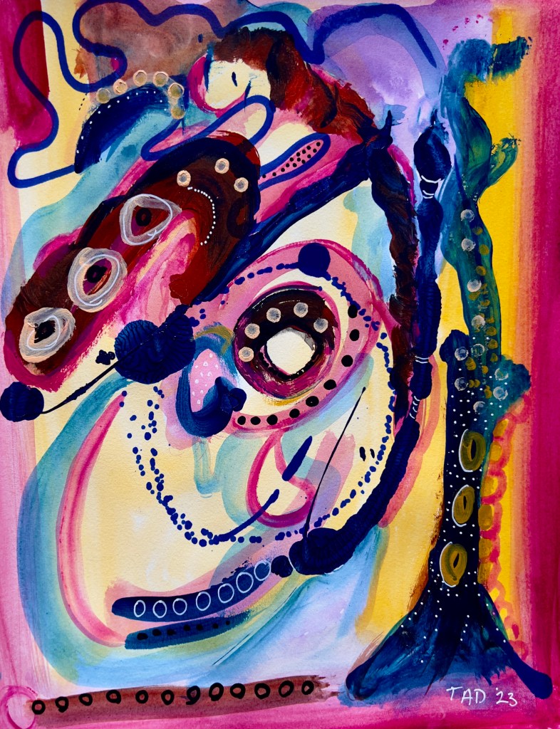 "Rotary" is my art of the day! Mixed media on 9" x 12" paper by Tiffany Arp Daleo